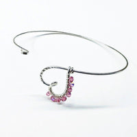 Alexa Martha Designs Bracelet Small 6 inch wrist / Rose Alexa Martha Designs Pink Crystal Wire Wrapped Heart Bangle in Sterling Silver