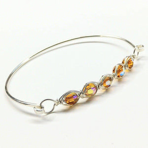 Alexa Martha Designs Bracelet Tan Alexa Martha Designs Silver Swarovski Crystal Bar Bangle Bracelet