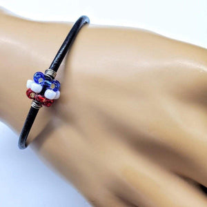 Alexa Martha Designs Bracelet X-Small 4.5 x 5 inches Alexa Martha Designs Him Or Her 4Th Of July Beaded Leather Bracelet