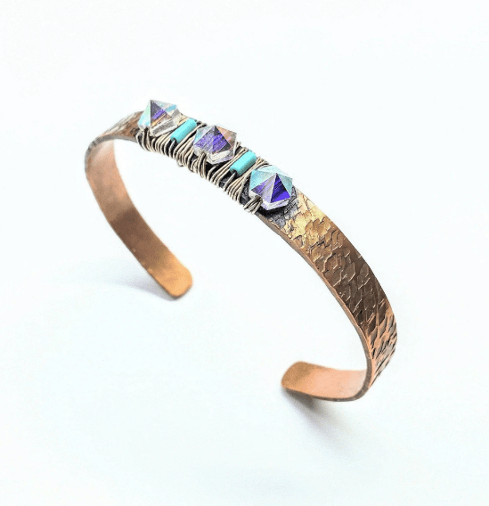 Alexa Martha Designs Crystal Spike Bead Copper Cuff