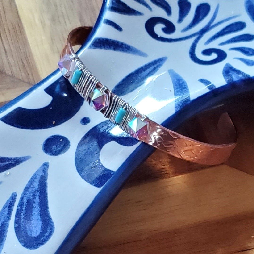 Alexa Martha Designs Crystal Spike Bead Copper Cuff