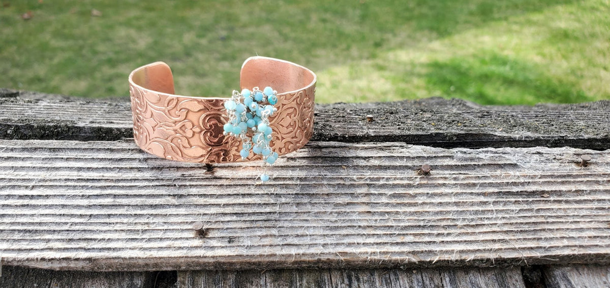 Alexa Martha Designs Cuff Turquoise Dangle Wide Hammered Copper Cuffs