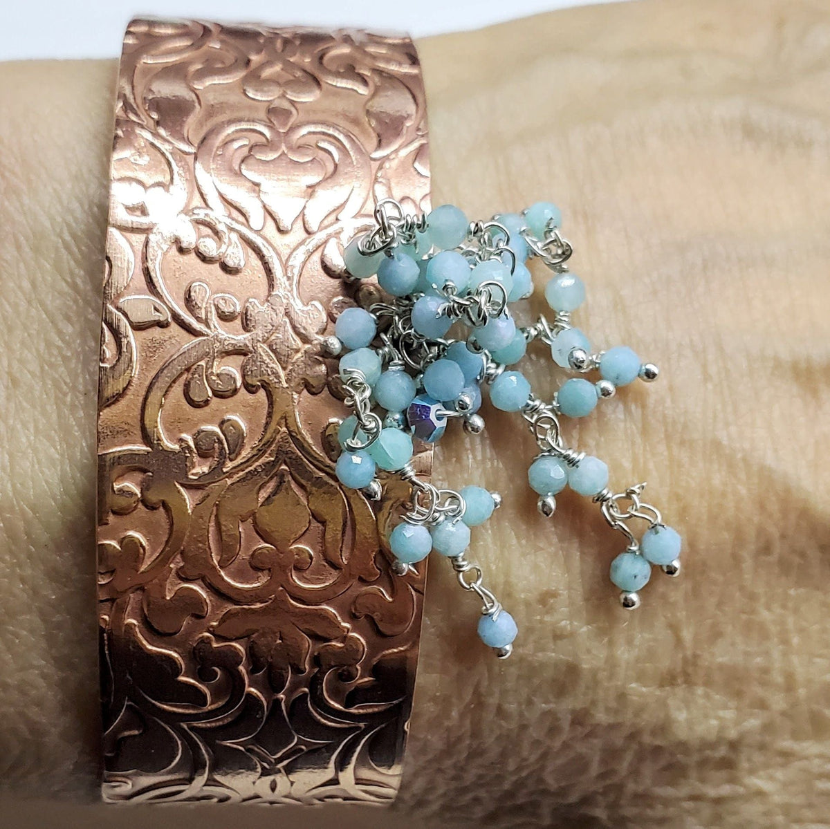 Alexa Martha Designs Cuff Turquoise Dangle Wide Hammered Copper Cuffs