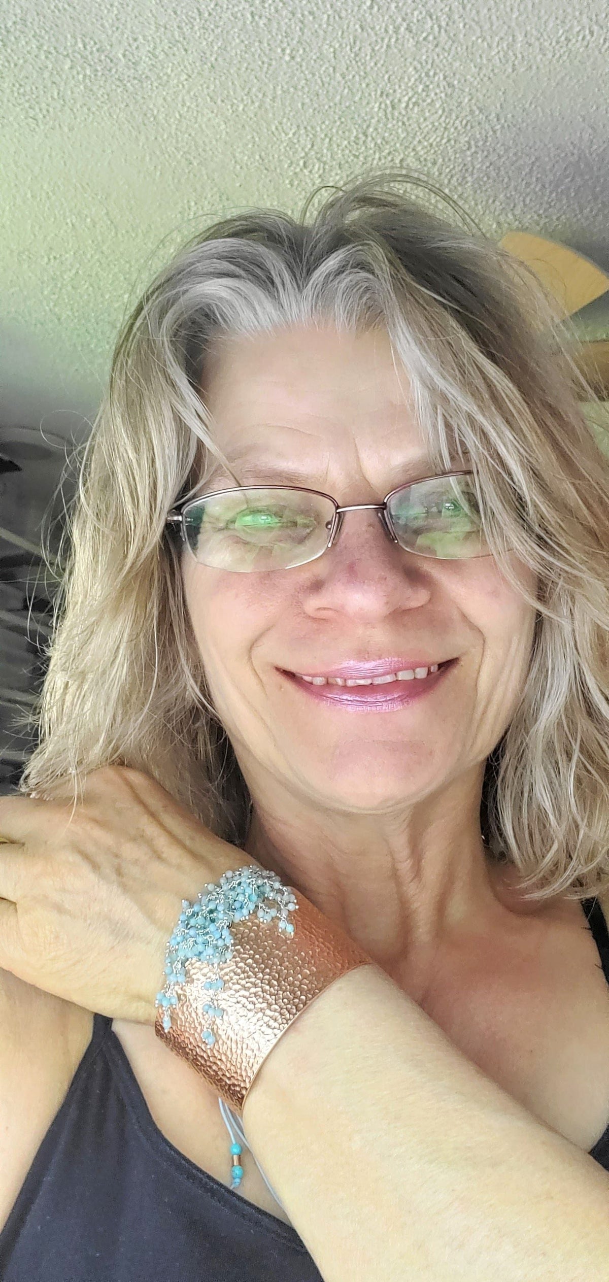 Alexa Martha Designs Cuff Turquoise Dangle Wide Hammered Copper Cuffs