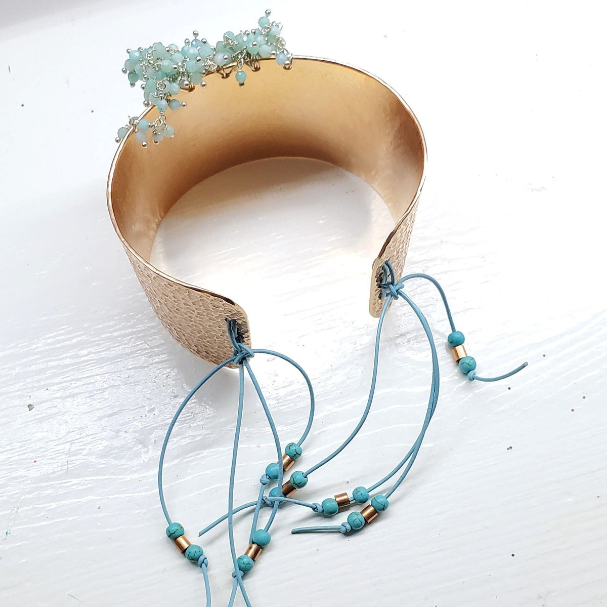 Alexa Martha Designs Cuff Turquoise Dangle Wide Hammered Copper Cuffs