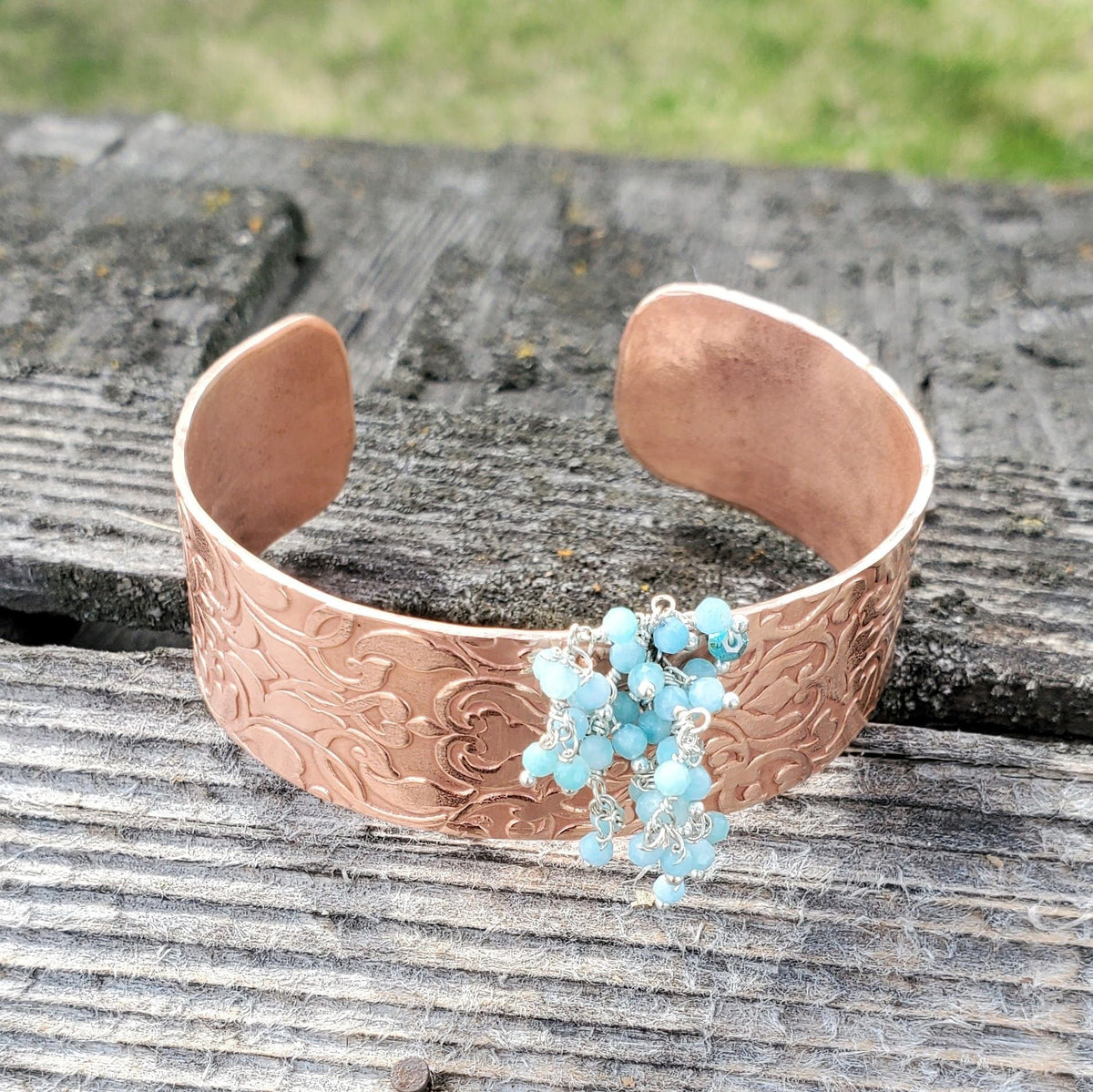 Alexa Martha Designs Cuff Turquoise Dangle Wide Hammered Copper Cuffs