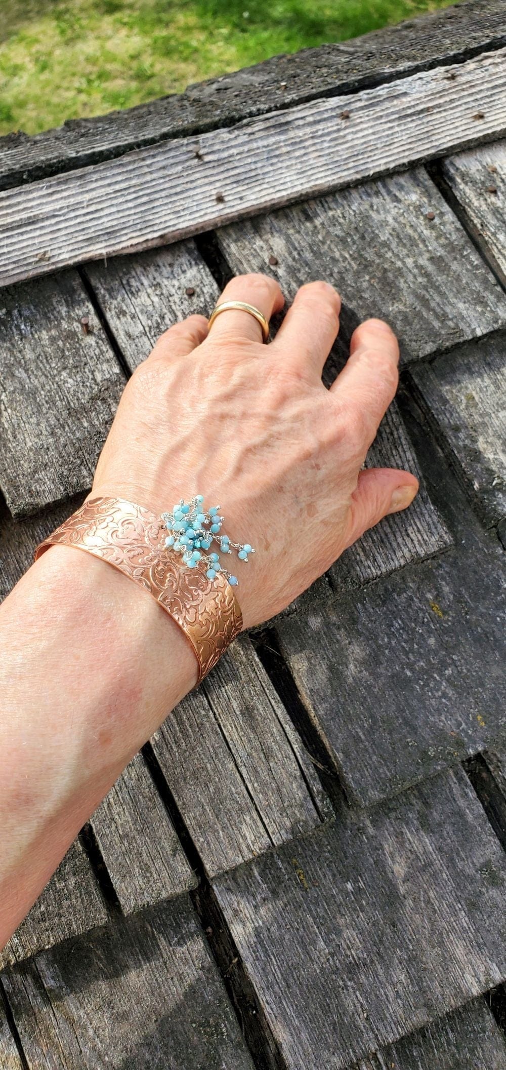 Alexa Martha Designs Cuff Turquoise Dangle Wide Hammered Copper Cuffs