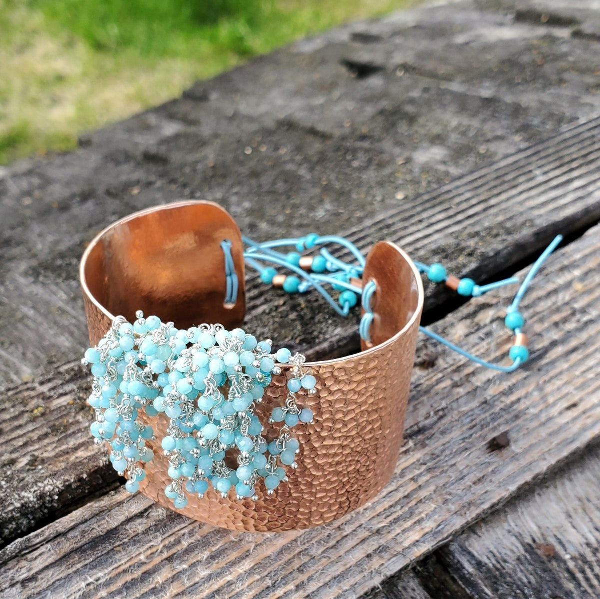 Alexa Martha Designs Cuff Turquoise Dangle Wide Hammered Copper Cuffs