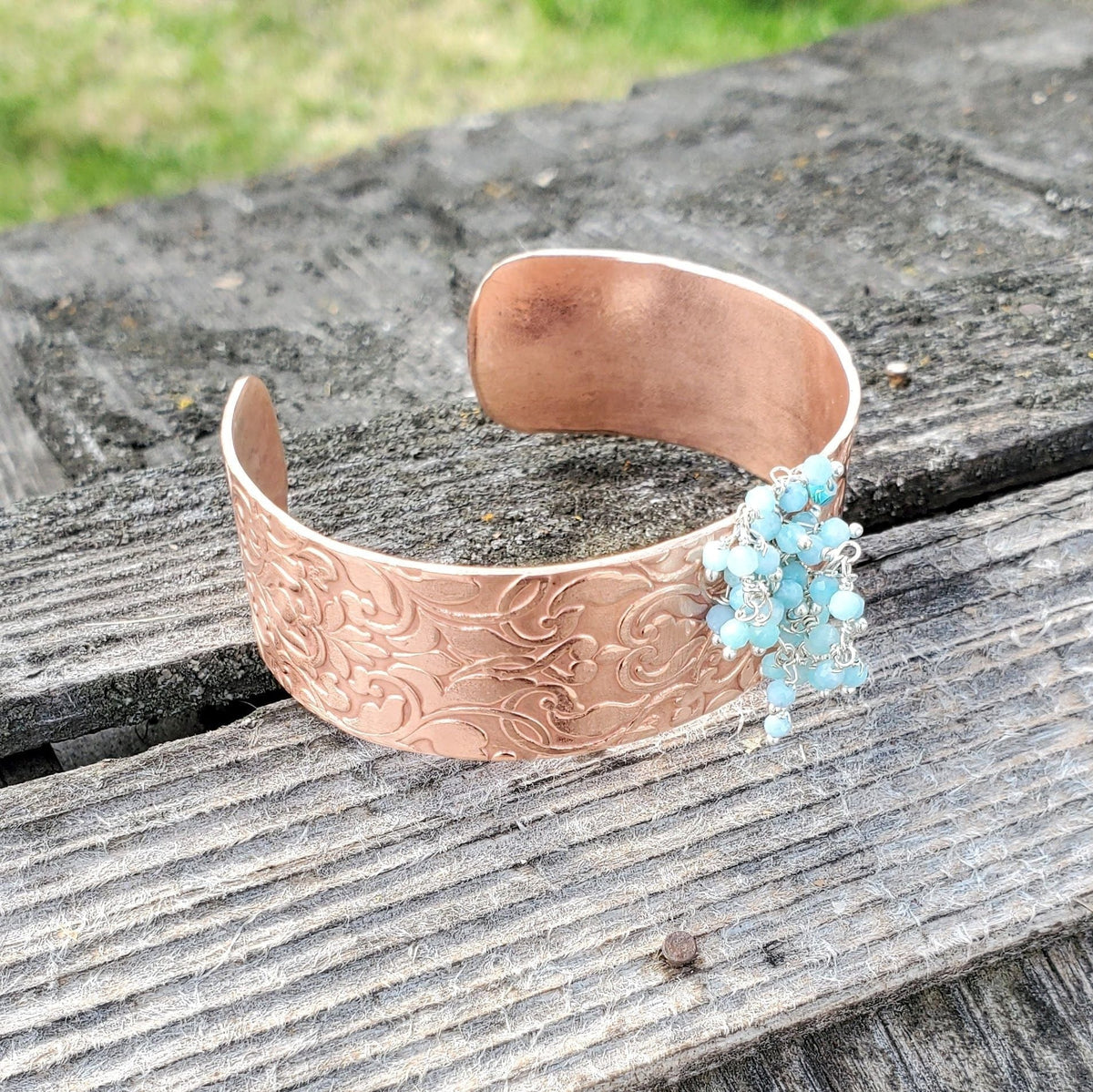 Alexa Martha Designs Cuff Wide Cuff Turquoise Dangle Wide Hammered Copper Cuffs
