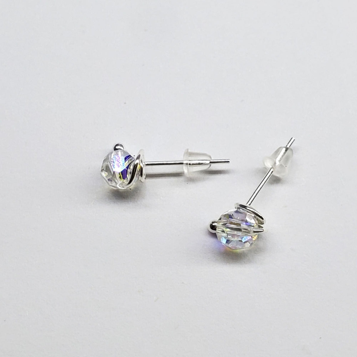 Alexa Martha Designs Ear Studs 6mm Silver Spiral Crystal Stud Earrings