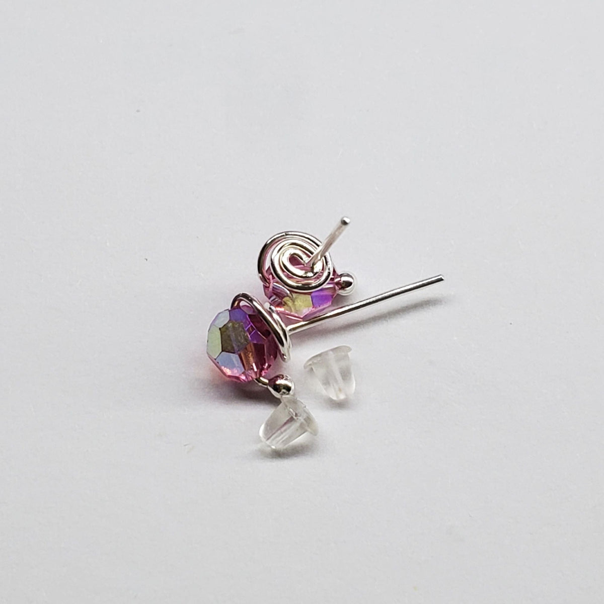 Alexa Martha Designs Ear Studs 6mm Silver Spiral Crystal Stud Earrings