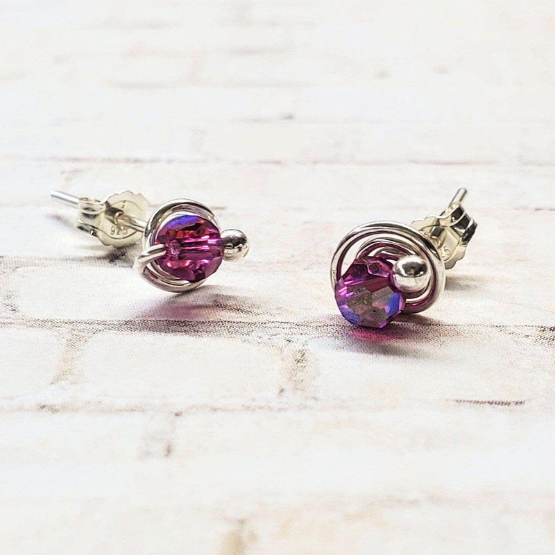 Alexa Martha Designs Ear Studs Hot Pink 4mm Sterling Silver Spiral Ear Studs