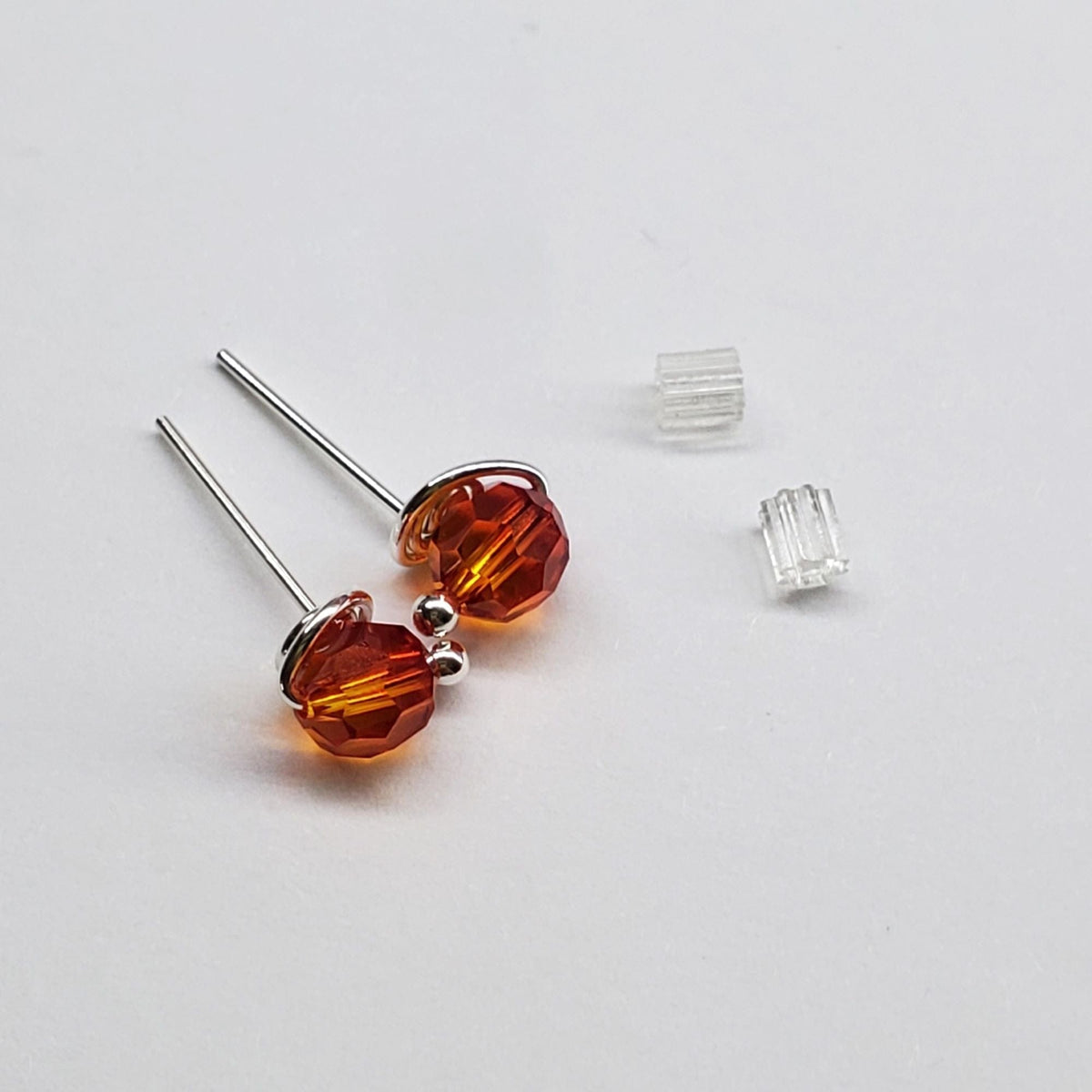 Alexa Martha Designs Ear Studs Orange 6mm Silver Spiral Crystal Stud Earrings