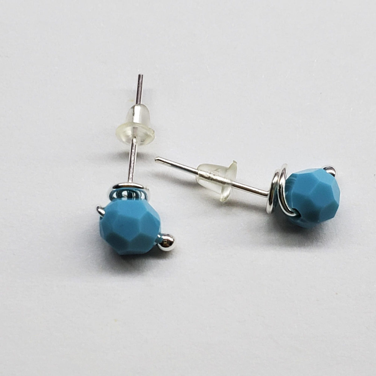 Alexa Martha Designs Ear Studs Turquoise 6mm Silver Spiral Crystal Stud Earrings