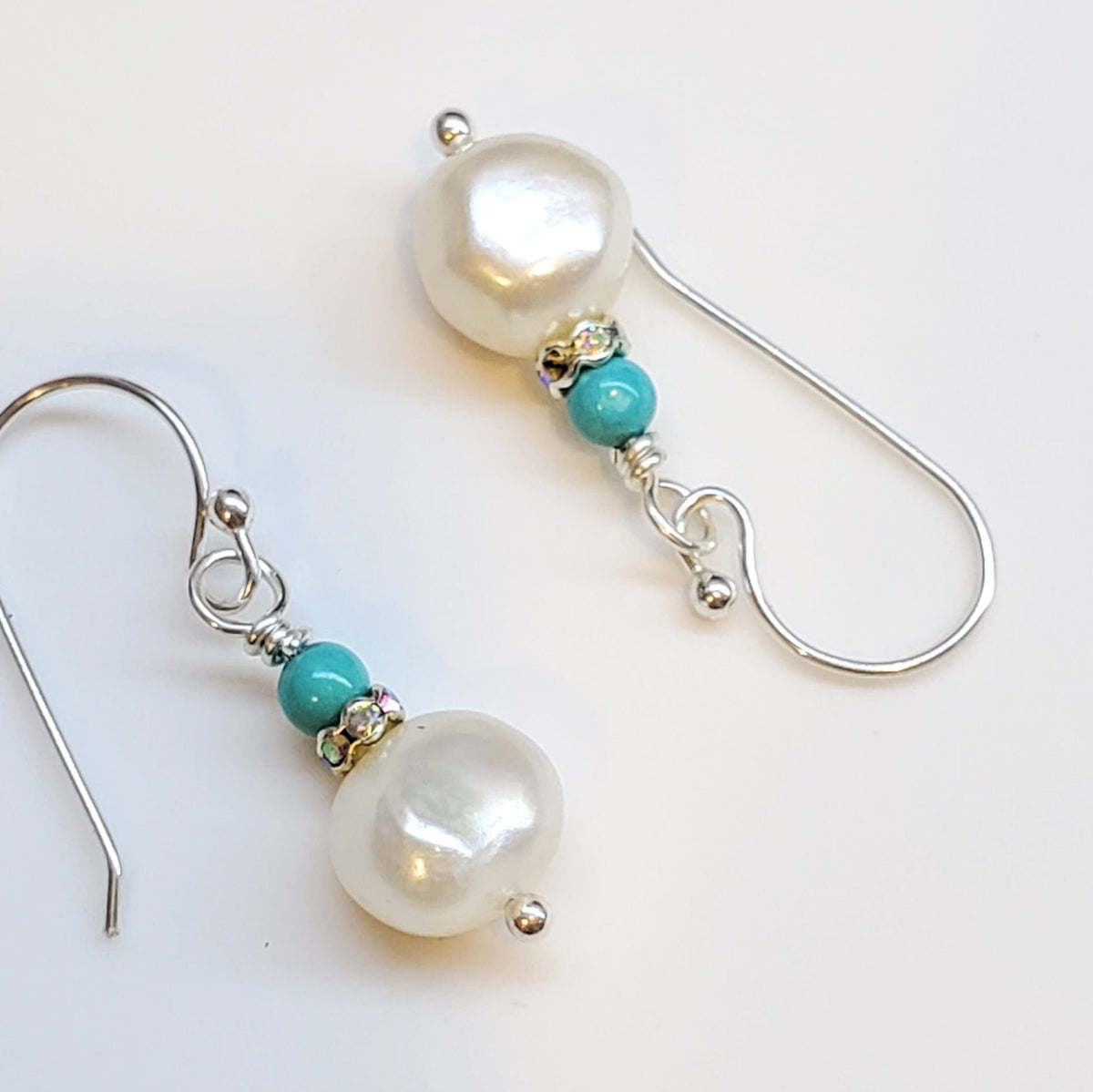 Alexa Martha Designs Earrings 10mm Freshwater Baroque Pearl Sterling Silver Crystal Dangle Earrings