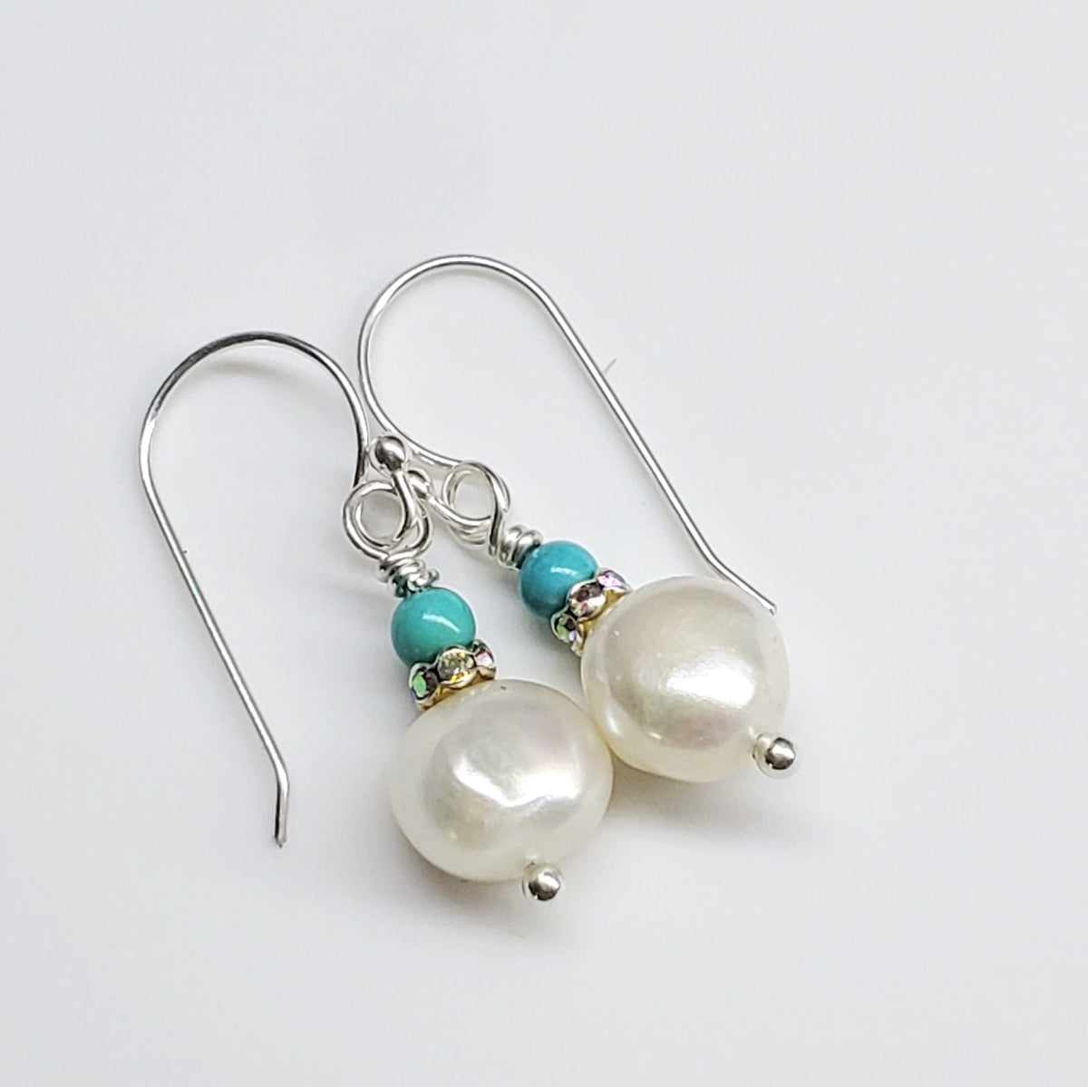 Alexa Martha Designs Earrings 10mm Freshwater Baroque Pearl Sterling Silver Crystal Dangle Earrings