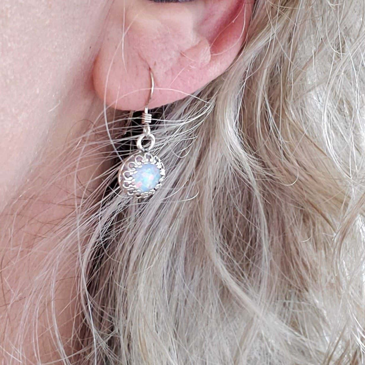 Alexa Martha Designs Earrings 6mm Round 925 Silver Filigree Gemstone Dangle Earrings