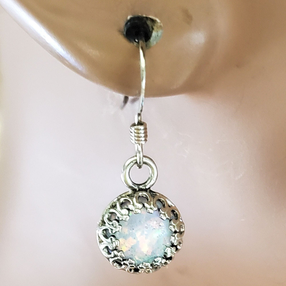 Alexa Martha Designs Earrings 6mm Round 925 Silver Filigree Gemstone Dangle Earrings