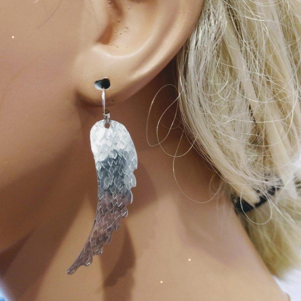 Alexa Martha Designs Earrings Alexa Martha Designs Sterling Silver Hammer Pattern Sculpted Angel Wing Earrings