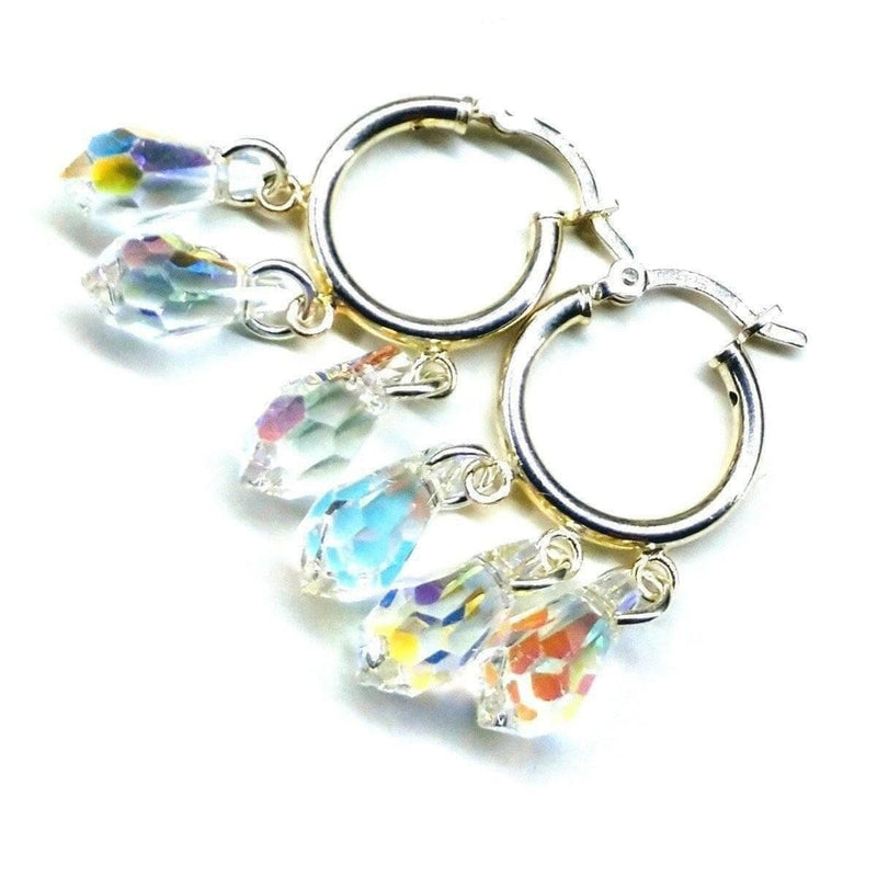 Alexa Martha Designs Earrings Alexa Martha Designs Sterling Silver Hoop Sparkly Crystal Drop Dangle Earrings