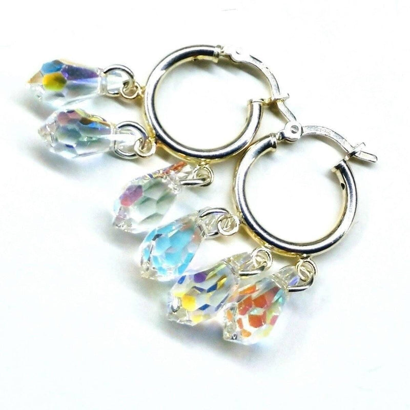 Alexa Martha Designs Earrings Alexa Martha Designs Sterling Silver Hoop Sparkly Crystal Drop Dangle Earrings