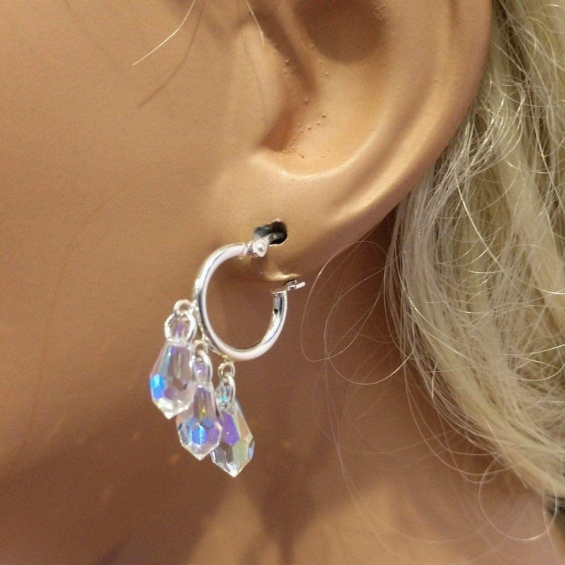 Alexa Martha Designs Earrings Alexa Martha Designs Sterling Silver Hoop Sparkly Crystal Drop Dangle Earrings