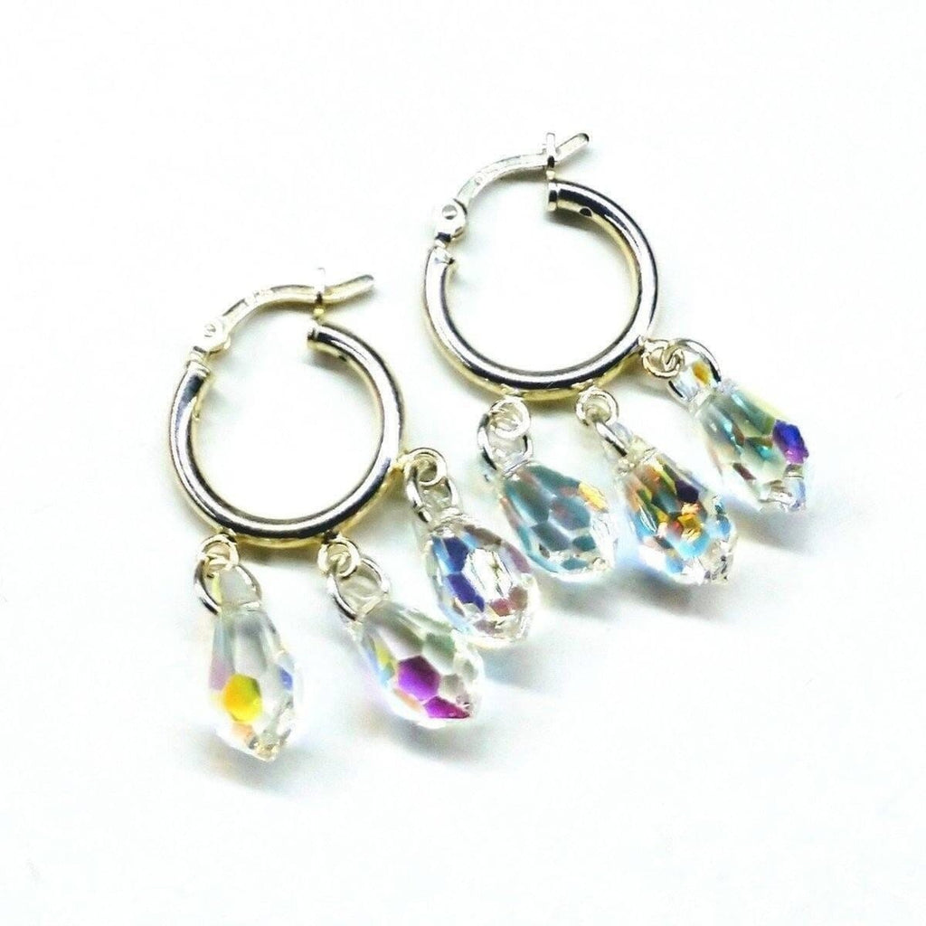 Alexa Martha Designs Earrings Alexa Martha Designs Sterling Silver Hoop Sparkly Crystal Drop Dangle Earrings