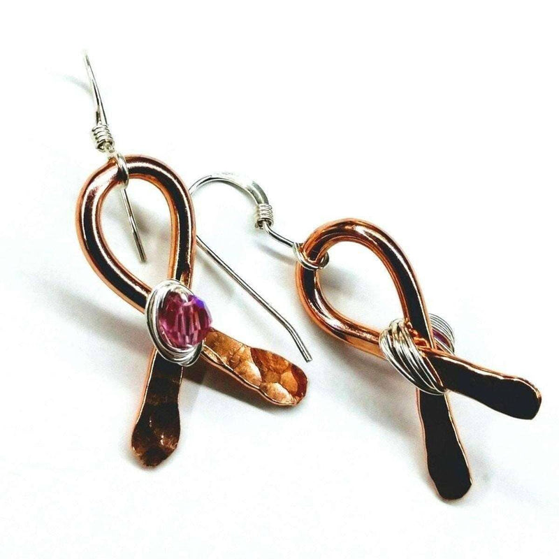 Alexa Martha Designs Earrings Copper Breast Cancer Awareness Ribbon Earrings