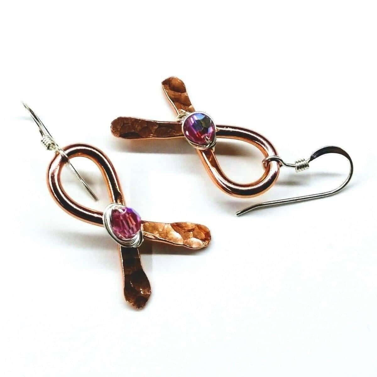 Alexa Martha Designs Earrings Copper Breast Cancer Awareness Ribbon Earrings