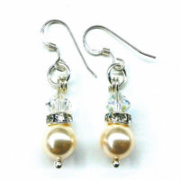 Alexa Martha Designs Earrings Crystal AB / Color Alexa Martha Designs Silver Short Swarovski Crystal Pearl Stack  Earrings