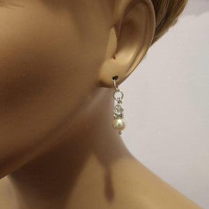 Alexa Martha Designs Earrings Crystal AB / Color Alexa Martha Designs Silver Short Swarovski Crystal Pearl Stack  Earrings