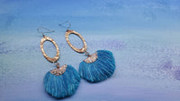 Alexa Martha Designs Earrings Default Title / Aqua Alexa Martha Designs Handmade Aqua Brushed Rayon Silk Fan Tassel Earrings