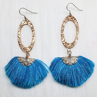 Alexa Martha Designs Earrings Default Title / Aqua Alexa Martha Designs Handmade Aqua Brushed Rayon Silk Fan Tassel Earrings