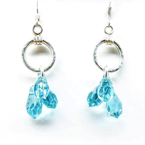 Alexa Martha Designs Earrings Default Title / Aqua Alexa Martha Designs Sterling Silver Hammered Aqua Crystal Cascading Drop Earrings