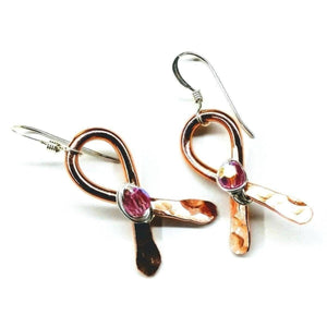 Alexa Martha Designs Earrings Default Title / Color Alexa Martha Designs Breast Cancer Copper Crystal Ribbon Earrings