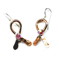 Alexa Martha Designs Earrings Default Title / Color Alexa Martha Designs Breast Cancer Copper Crystal Ribbon Earrings