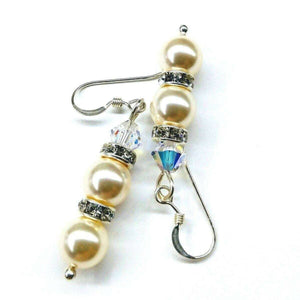 Alexa Martha Designs Earrings Default Title / Color Alexa Martha Designs Bridal Sterling Silver Stacked Crystal and Pearl Earrings