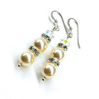 Alexa Martha Designs Earrings Default Title / Color Alexa Martha Designs Bridal Sterling Silver Stacked Crystal and Pearl Earrings