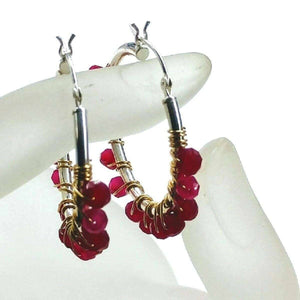 Alexa Martha Designs Earrings Default Title / Color Alexa Martha Designs Hot Pink Chalcedony Silver Hoop Earrings