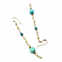 Alexa Martha Designs Earrings Default Title / Color Alexa Martha Designs Long 14 K Gold Filled Turquoise Pearl Earrings