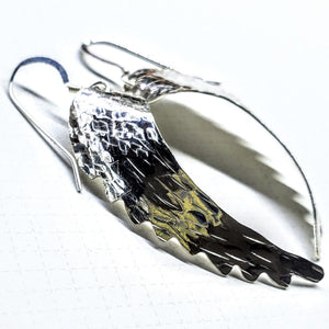 Alexa Martha Designs Earrings Default Title / Color Alexa Martha Designs Sterling Silver Hammer Pattern Sculpted Angel Wing Earrings