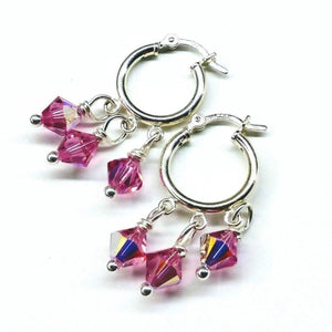 Alexa Martha Designs Earrings Default Title / Color Alexa Martha Designs Sterling Silver Hoop Pink Crystal Dangle Earrings