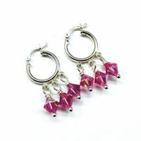 Alexa Martha Designs Earrings Default Title / Color Alexa Martha Designs Sterling Silver Hoop Pink Crystal Dangle Earrings