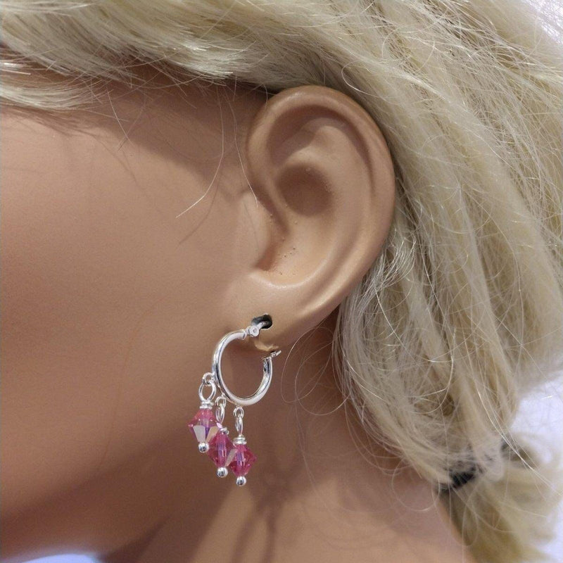 Alexa Martha Designs Earrings Default Title / Color Alexa Martha Designs Sterling Silver Hoop Pink Crystal Dangle Earrings