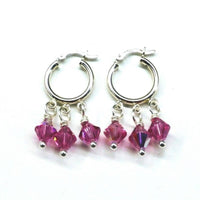 Alexa Martha Designs Earrings Default Title / Color Alexa Martha Designs Sterling Silver Hoop Pink Crystal Dangle Earrings