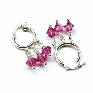 Alexa Martha Designs Earrings Default Title / Color Alexa Martha Designs Sterling Silver Hoop Pink Crystal Dangle Earrings