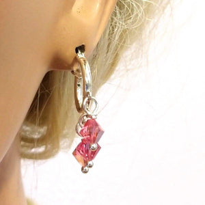 Alexa Martha Designs Earrings Default Title / Color Alexa Martha Designs Sterling Silver Hoop Pink Crystal Dangle Earrings