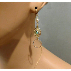 Alexa Martha Designs Earrings Default Title / Green Alexa Martha Designs 14 KT Gold Filled Green Crystal Open Circle Earrings