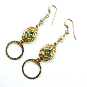 Alexa Martha Designs Earrings Default Title / Green Alexa Martha Designs 14 KT Gold Filled Green Crystal Open Circle Earrings