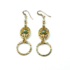 Alexa Martha Designs Earrings Default Title / Green Alexa Martha Designs 14 KT Gold Filled Green Crystal Open Circle Earrings